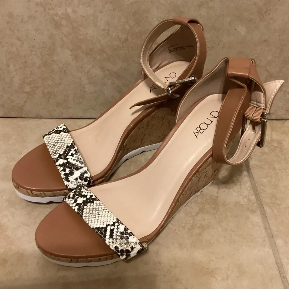 Brown and Snake Print Wedge Sandals